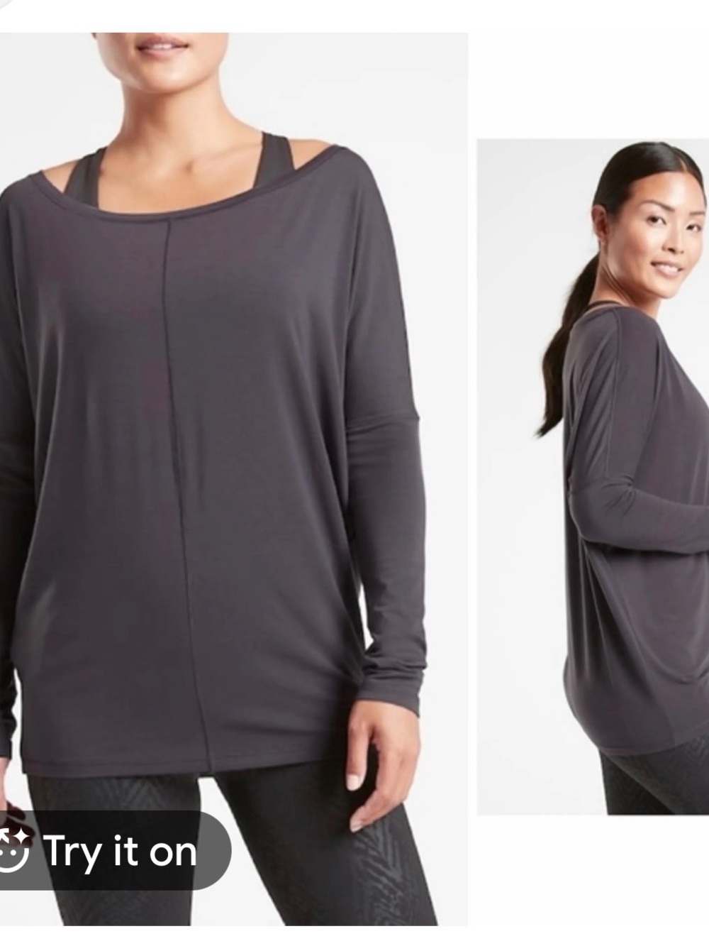 Athleta Essence Flow Long Sleeve Top - Dark Gray - Size Small